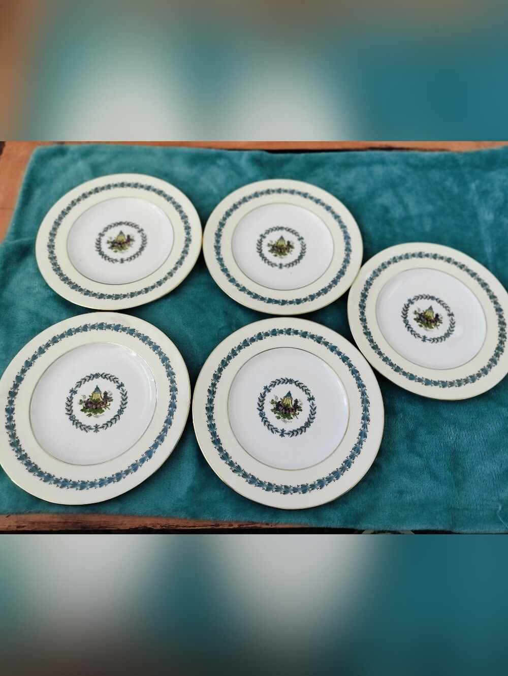 Vintage Wedgwood Bone China Salad/Dessert Plates "Appledore" W3151 - Set of 5